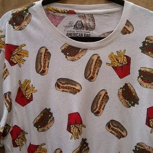 Food Graphic T Shirt Hot Dog Hamburger French Fry